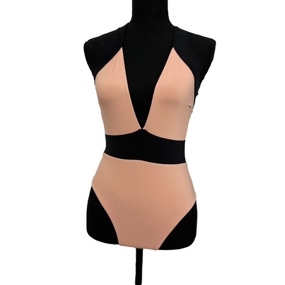 Revolve KYA Swimsuit One Piece Reversible Black Pink Summer Beach Size Small - Picture 2 of 7